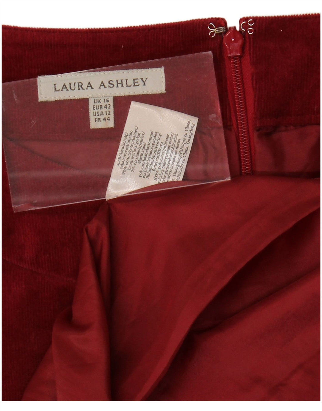 LAURA ASHLEY Robe trapèze sans manches en velours côtelé pour femme UK 16 Large Marron
