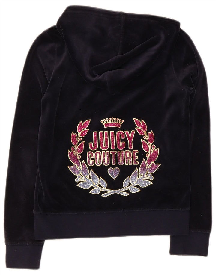 JUICY COUTURE Pull à capuche zippé graphique pour fille 9-10 ans en coton bleu marine