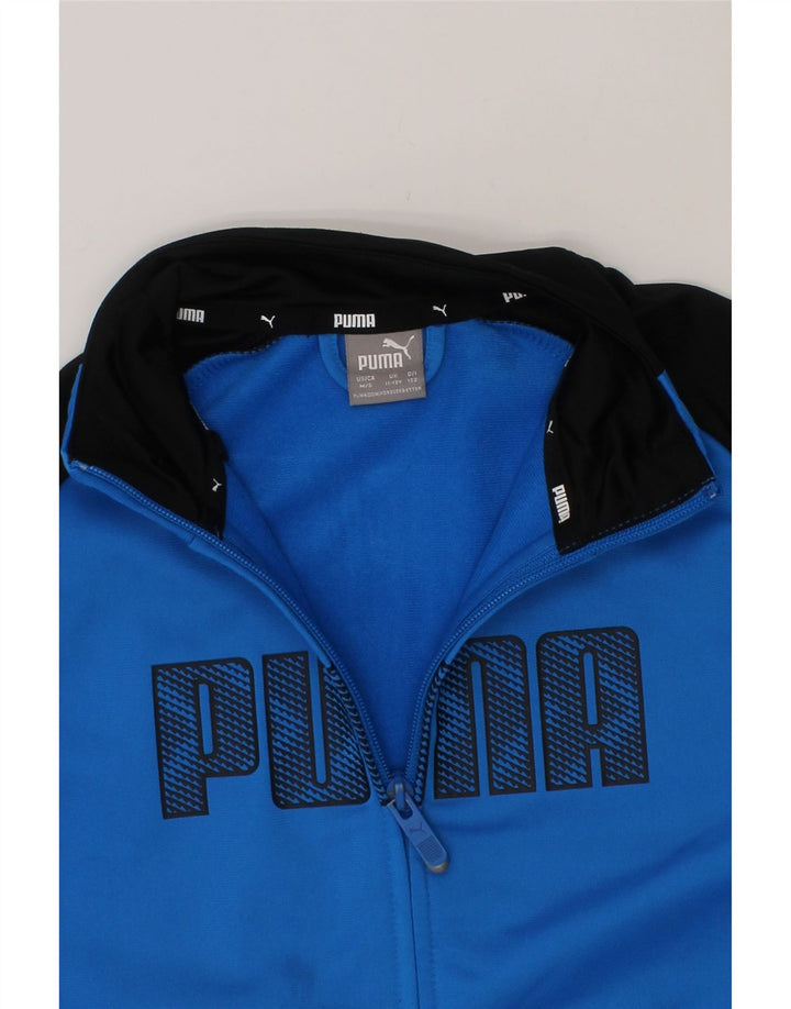 PUMA Boys Graphic Tracksuit Top Jacket 11-12 Years Blue Colourblock Vintage Puma and Second-Hand Puma from Messina Hembry 