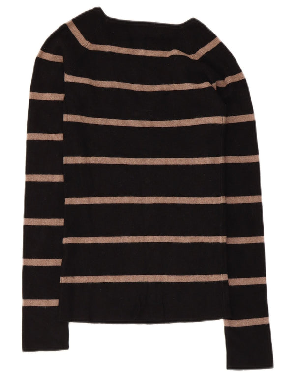 Zara Pull col en V pour femme UK 8 Petite rayonne rayée noire