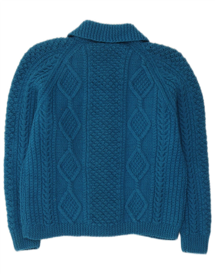 vintage Femme Cardigan Pull UK 10 Petit Bleu