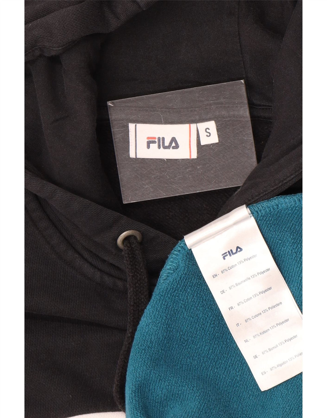 Fila Pull à capuche pour homme en coton multicolore color block Small