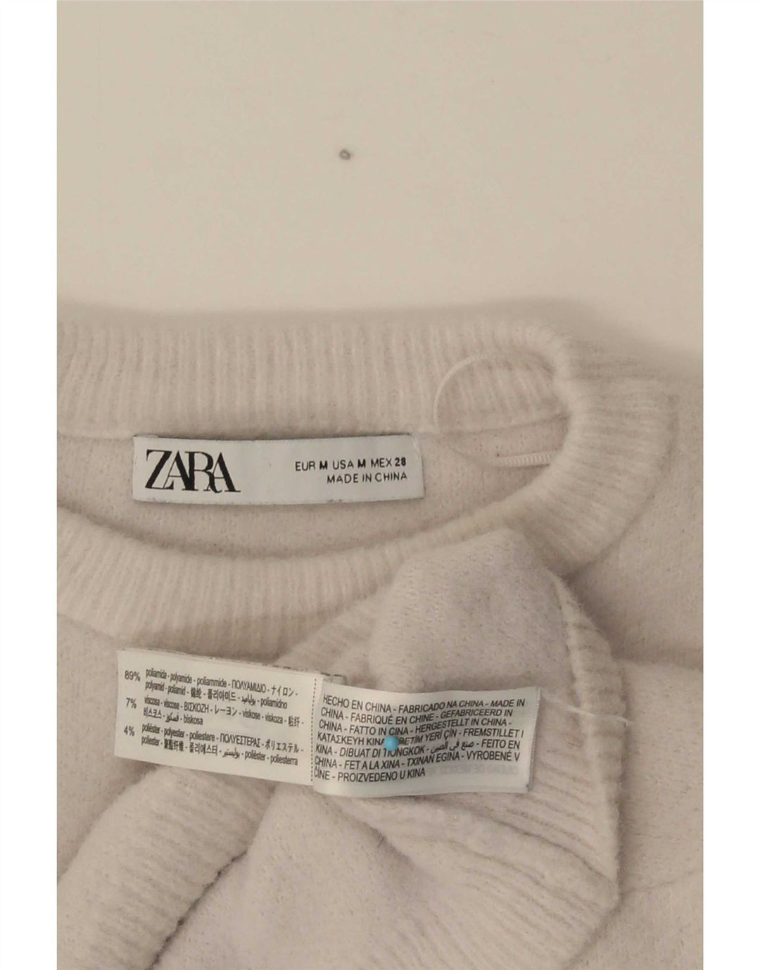 Zara Pull court surdimensionné à col rond pour femme UK 14 Gris moyen