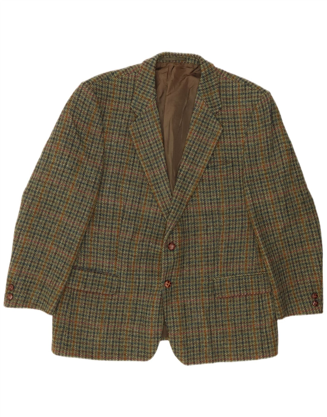 HARRIS TWEED Veste blazer à 2 boutons pour homme UK 40 Grand pied-de-poule kaki