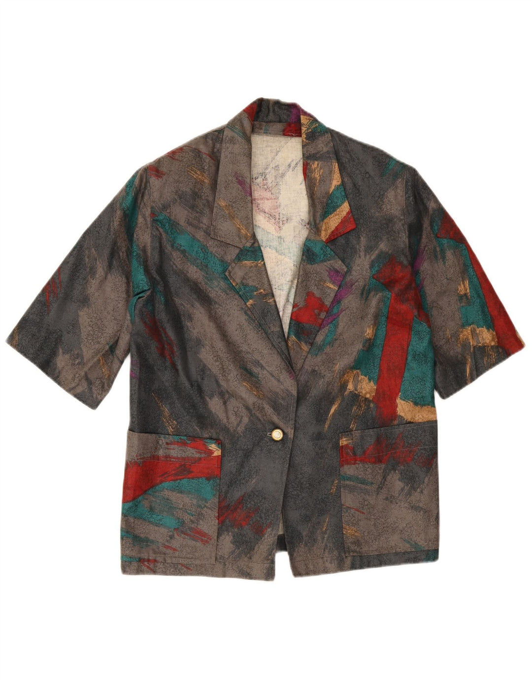 vintage Femme 1 Bouton Blazer Veste UK 14 Moyen Multicolore