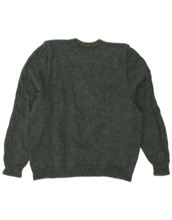 vintage Femmes Graphique Crew Neck Jumper Pull UK 18 XL Vert Floral