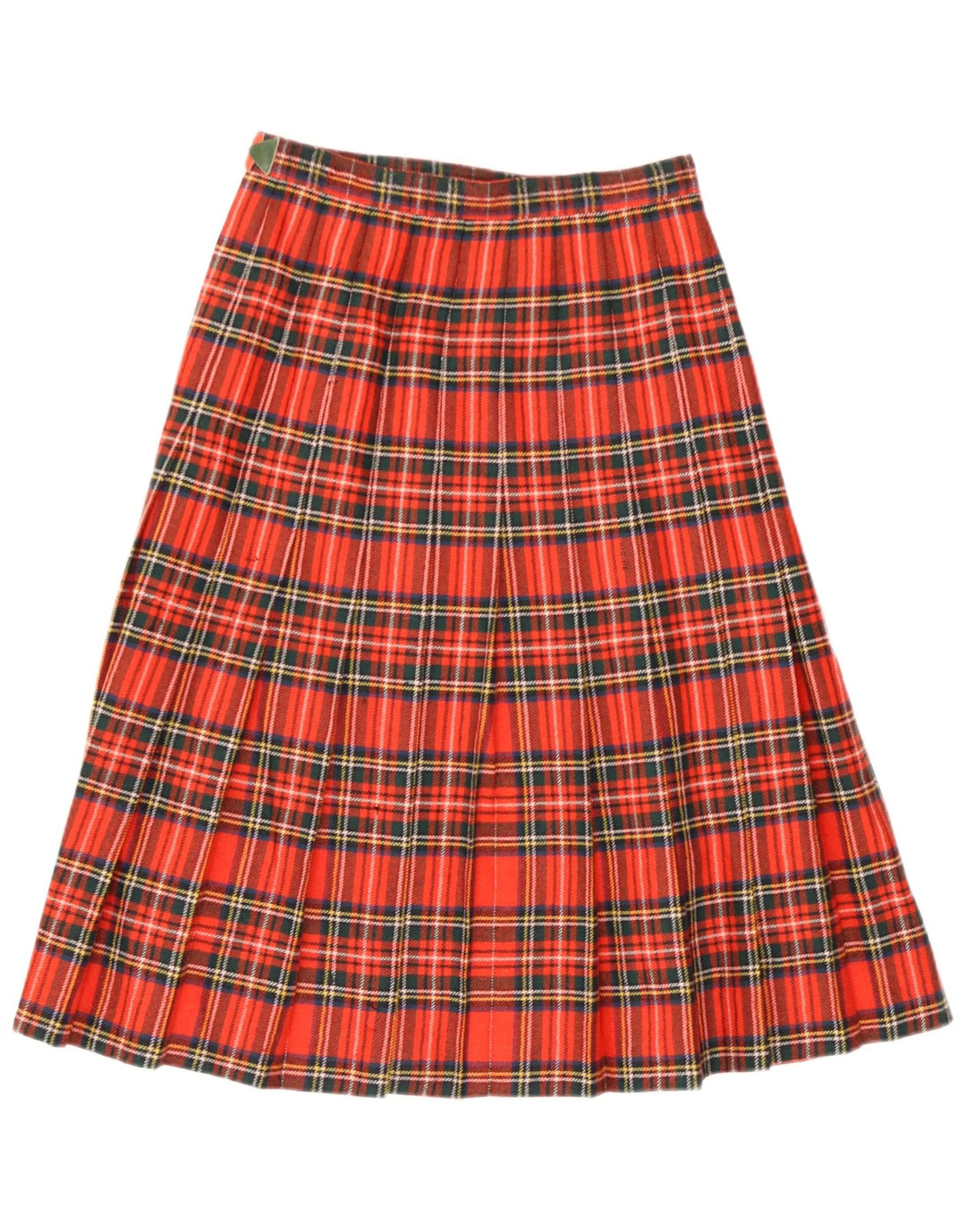 jupe portefeuille femme vintage IT 42 Medium W26 Laine Vierge à carreaux rouges