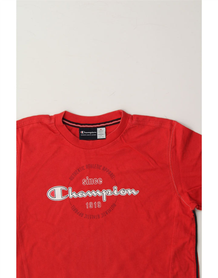 CHAMPION Boys Graphic T-Shirt Top 9-10 Years Medium Red Cotton Vintage Champion and Second-Hand Champion from Messina Hembry 