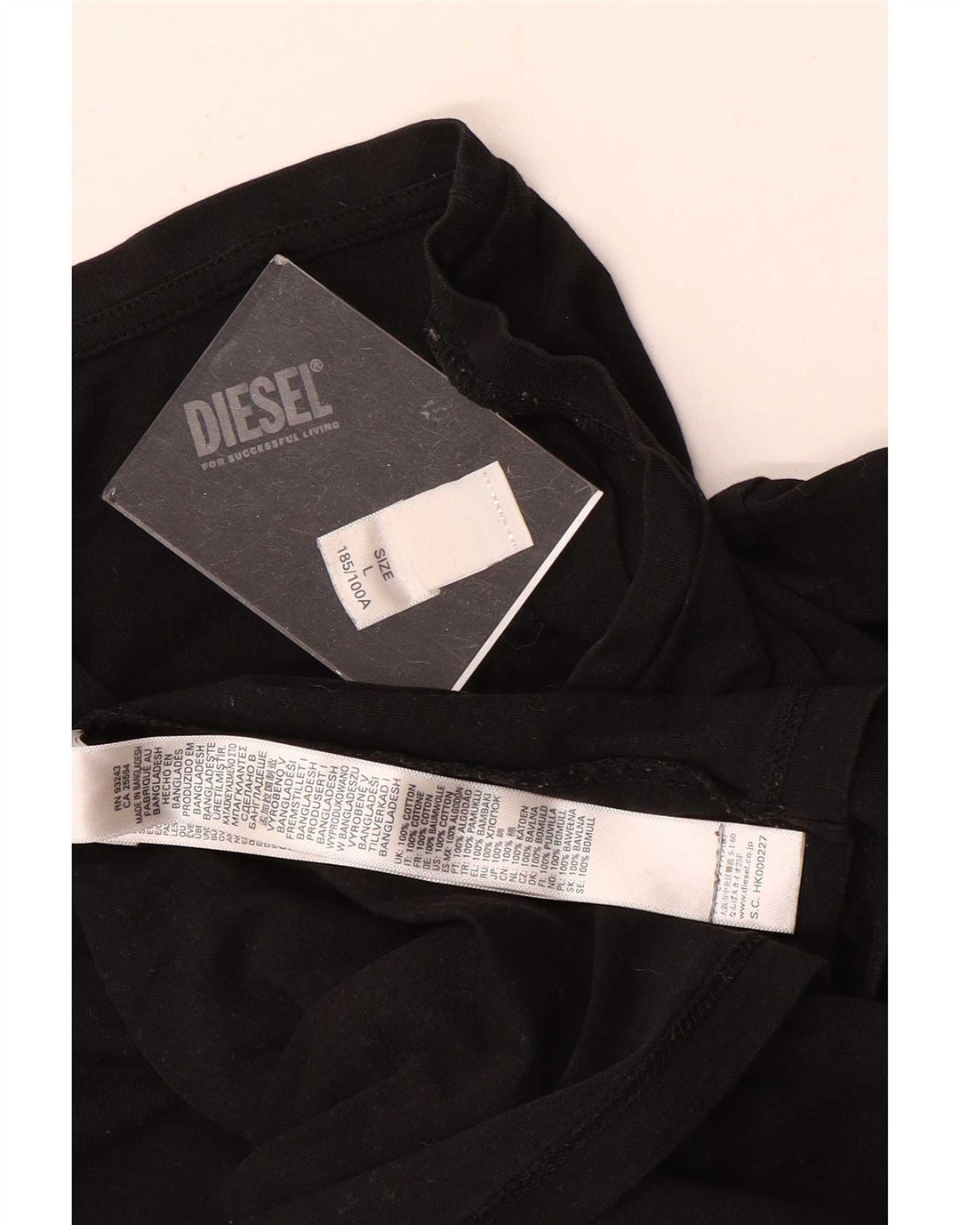 Diesel T-Shirt Homme Haut Large Noir Coton