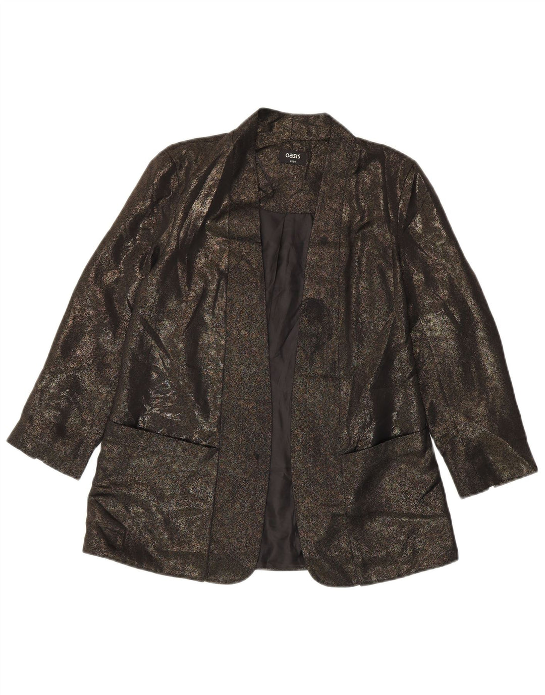 Oasis Veste blazer ouverte à manches 3/4 pour femme UK 8 Small Kaki Polyester