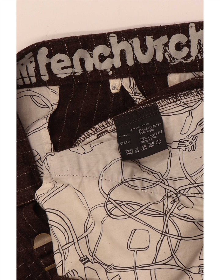 Fenchurch Pantalon cargo droit pour homme W36 L33 Marron à fines rayures Polyester