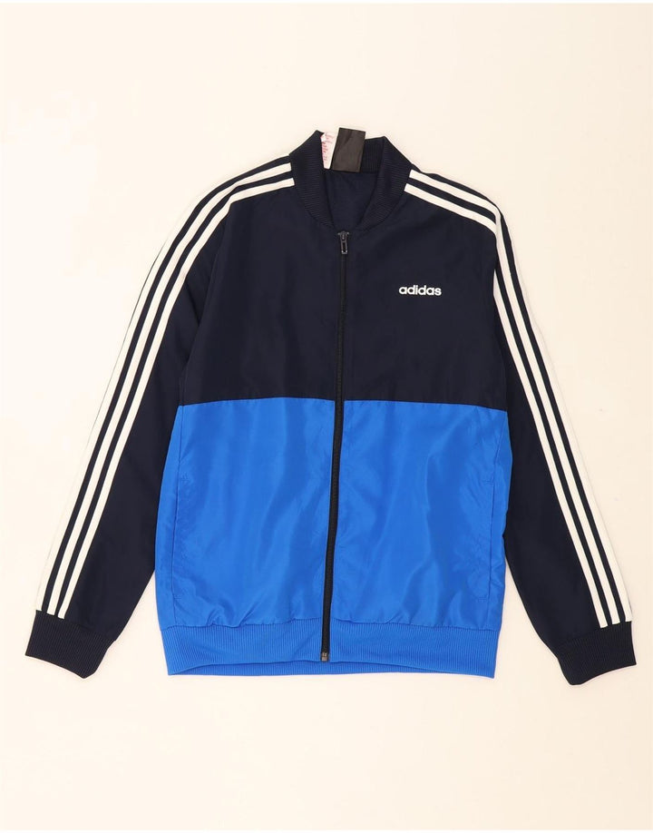 ADIDAS Boys Tracksuit Top Jacket 13-14 Years Blue Colourblock Polyester Vintage Adidas and Second-Hand Adidas from Messina Hembry 