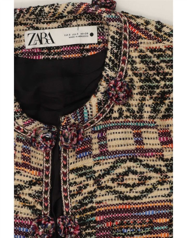 Zara Veste blazer surdimensionnée pour femme UK 10 Petit motif géométrique multicolore