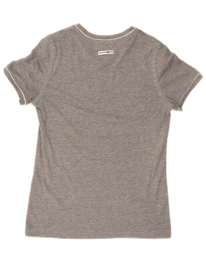 REEBOK T-shirt graphique pour femme UK 14 Gris moyen Coton