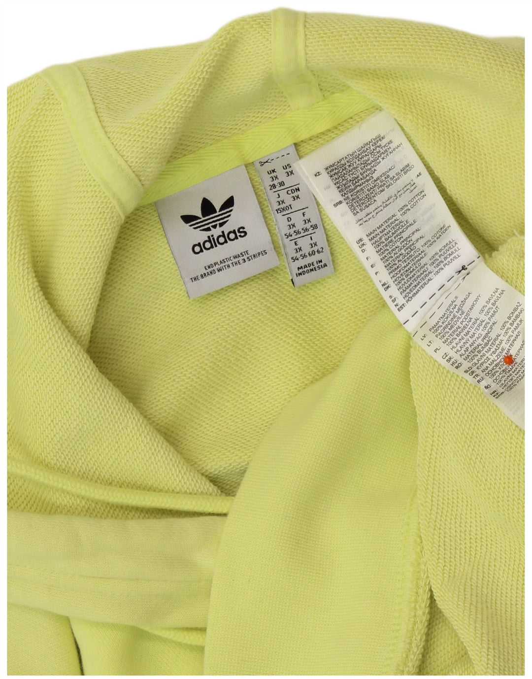 ADIDAS Pull à capuche surdimensionné à manches courtes pour femme UK 28/30 3XL Jaune