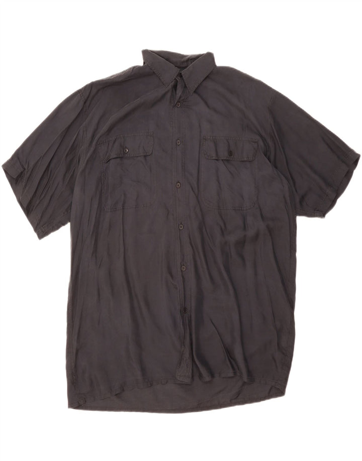 Tornado Chemise à manches courtes pour homme Grande soie noire