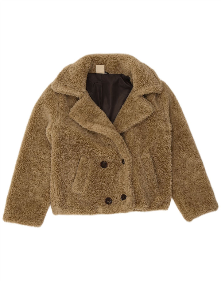 Weird Fish Veste Sherpa Teddy Bear pour Femme UK 12 Beige Moyen Polyester