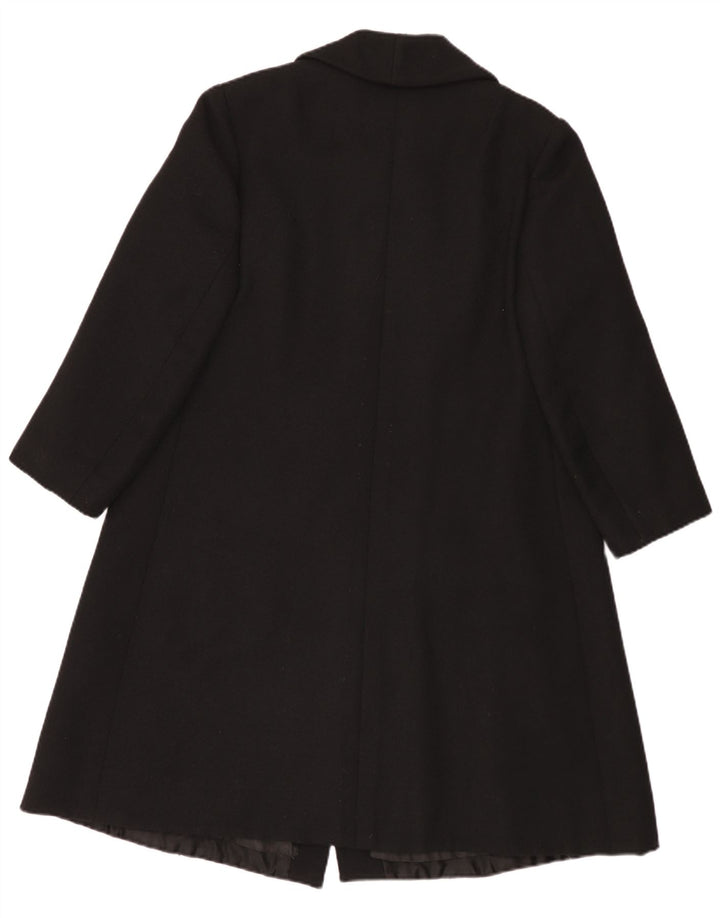 vintage Femme Double Breasted Coat UK 14 Moyen Noir