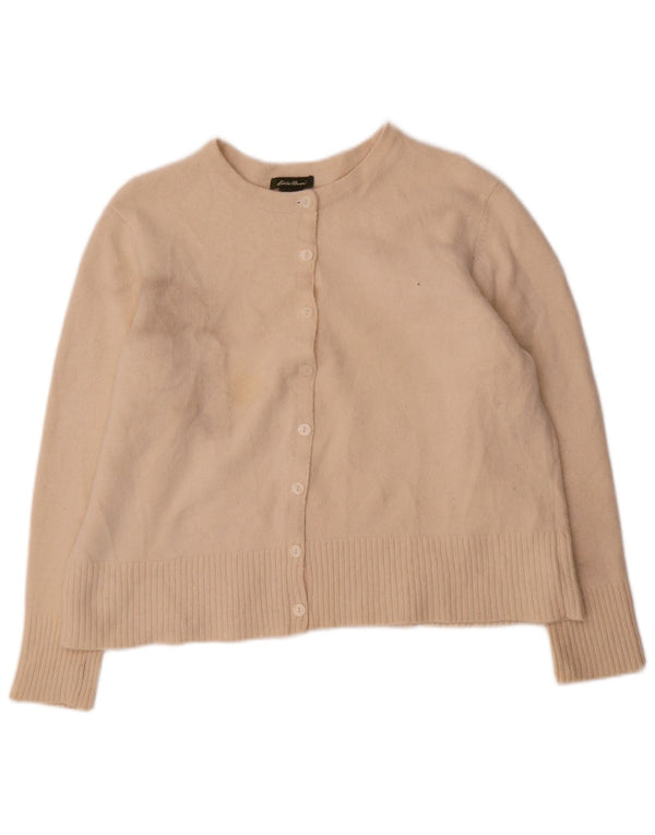 Eddie Bauer Pull cardigan court pour femme UK 20 2XL Laine beige