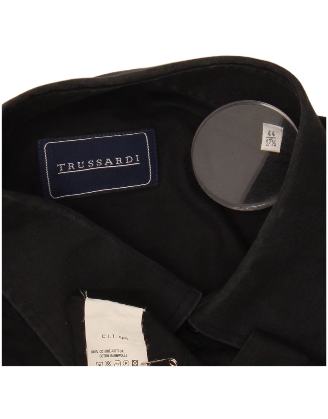 TRUSSARDI Chemise Homme Taille 17 1/2 44 XL Noir Coton