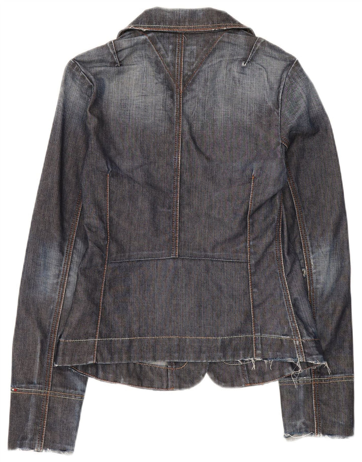 Tommy Hilfiger Veste blazer en jean à 3 boutons pour femme UK 12 Bleu marine moyen