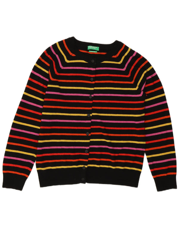 Benetton Pull Cardigan Femme UK 14 Medium Multicolore Rayé