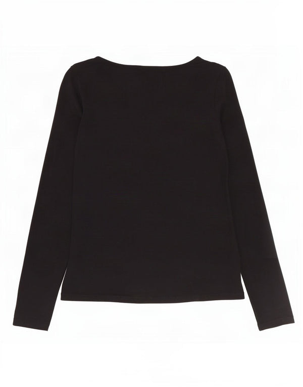 Jigsaw Womens Top Manches Longues UK 10 Small Noir Coton