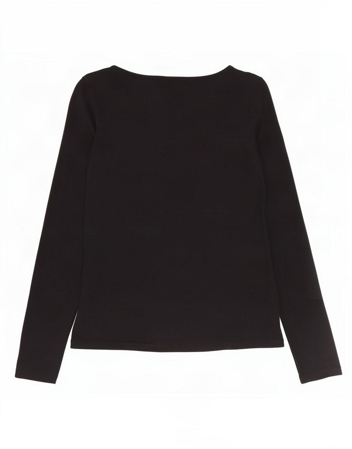 Jigsaw Womens Top Manches Longues UK 10 Small Noir Coton