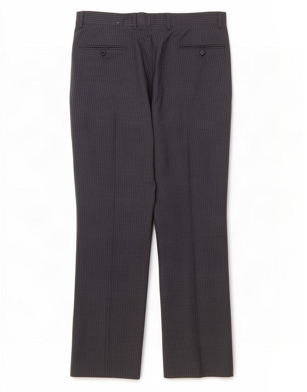 Tommy Hilfiger Pantalon décontracté droit pour homme W34 L30 Laine à fines rayures gris