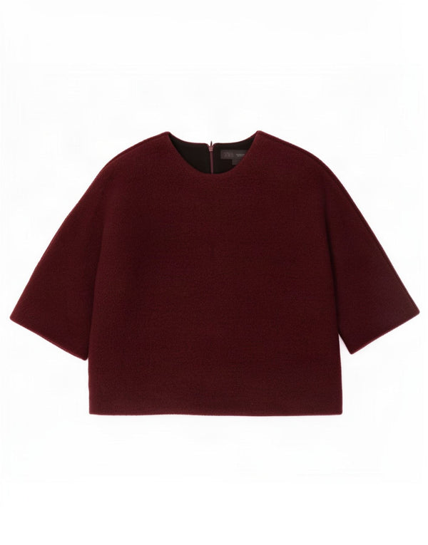 Zara Womens Loose Fit Blouse Top UK 6 XS Laine Bordeaux