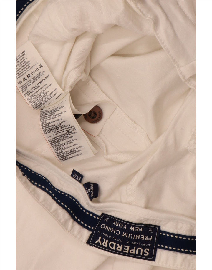 SUPERDRY Pantalon Chino Slim Femme UK 16 Large W34 L29 Coton Blanc