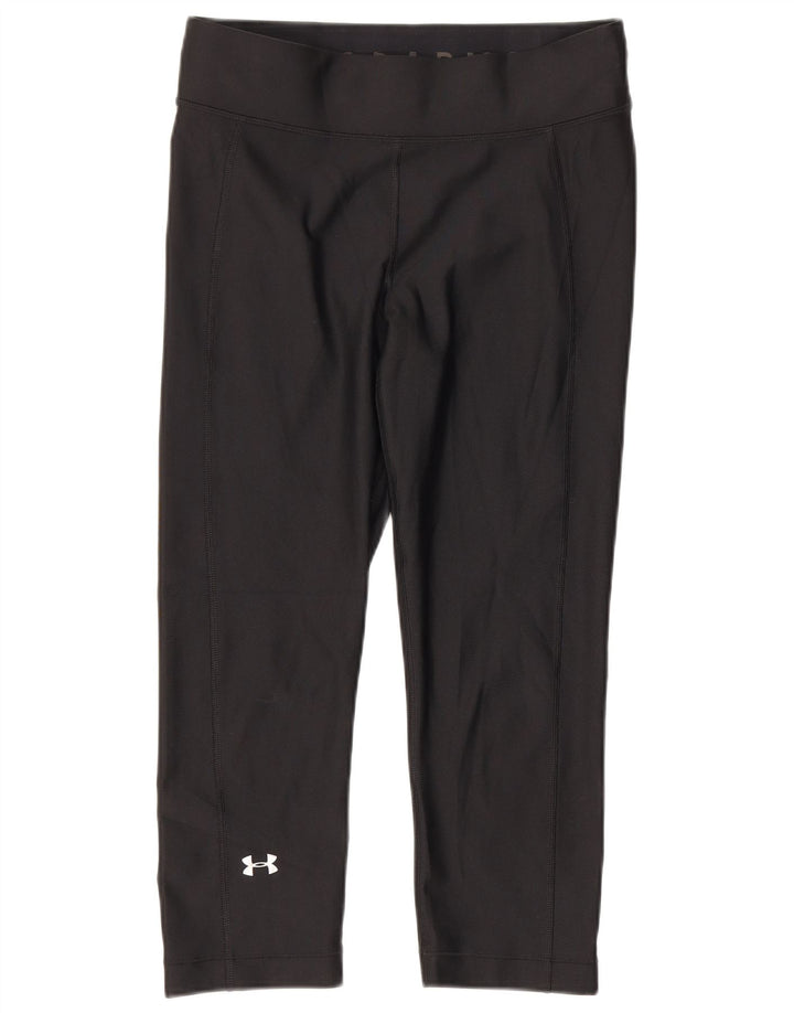 Under Armour Legging Capri Heat Gear Femme UK 12 Noir Moyen Polyester