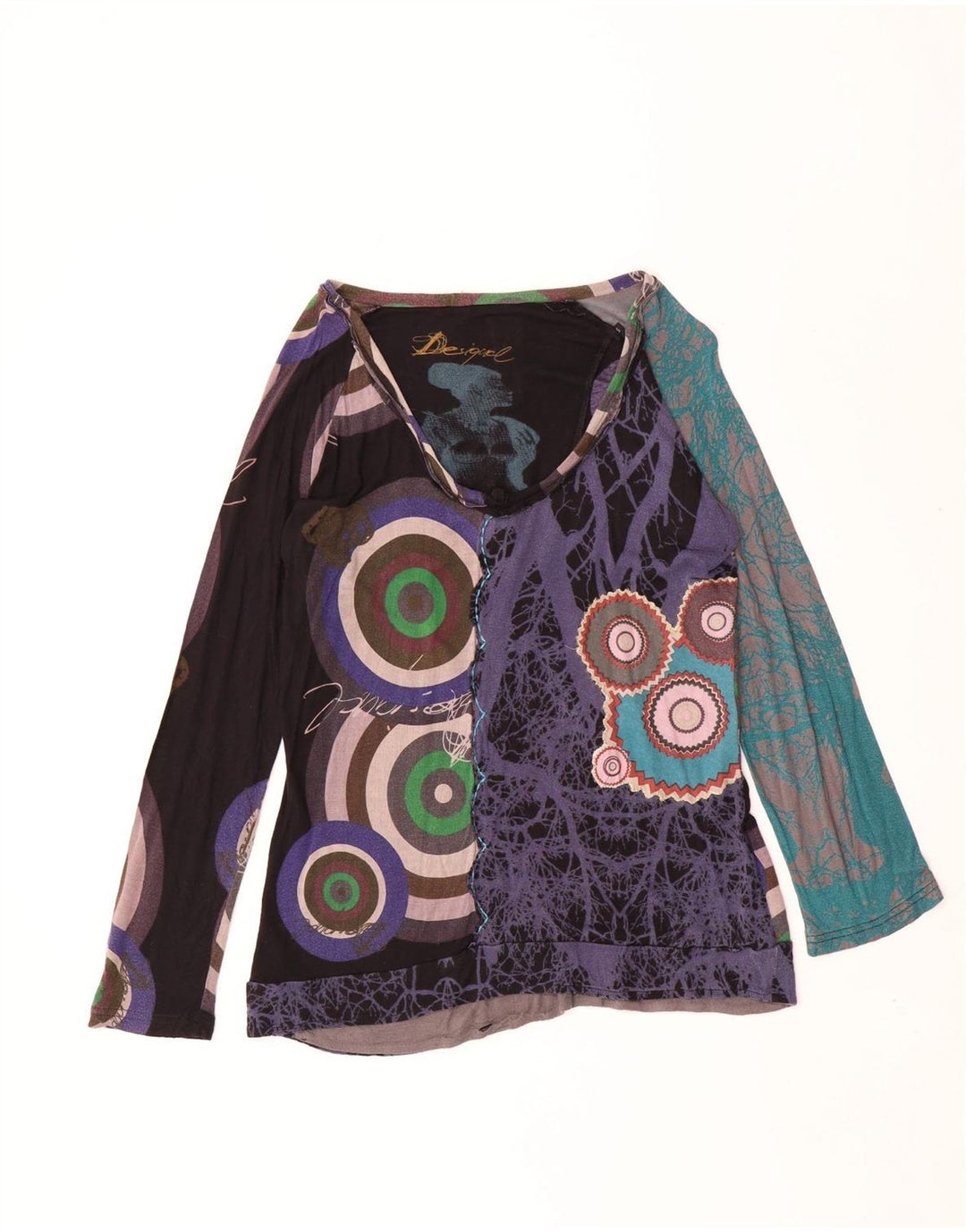 Desigual Femme Tunique à Motif Abstrait UK 18 XL Viscose Multicolore