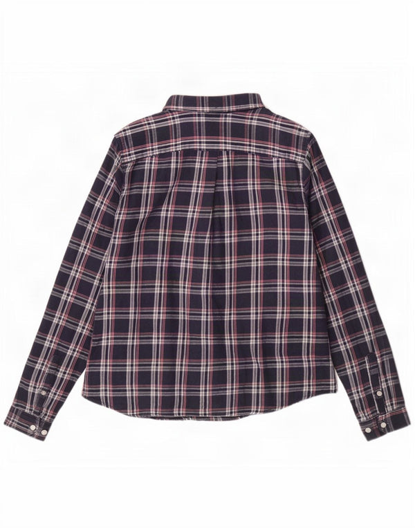 Jack Wills Chemise en flanelle pour femme UK 12 Bleu marine moyen à carreaux en coton