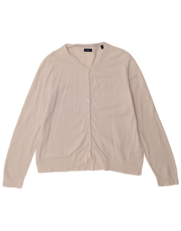 Gant Cardigan Femme Pull UK 16 Large Blanc Cassé Coton