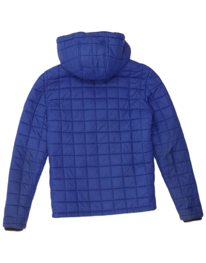 Superdry Veste matelassée à capuche pour femme UK 10 Small Bleu Nylon
