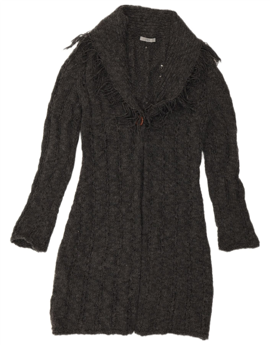 Marks & Spencer Pull cardigan long pour femme UK 12 Gris moyen Acrylique