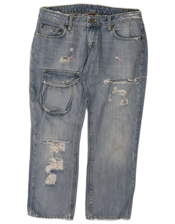 Dondup Jean court cargo effet vieilli pour femme W28 L24 Bleu