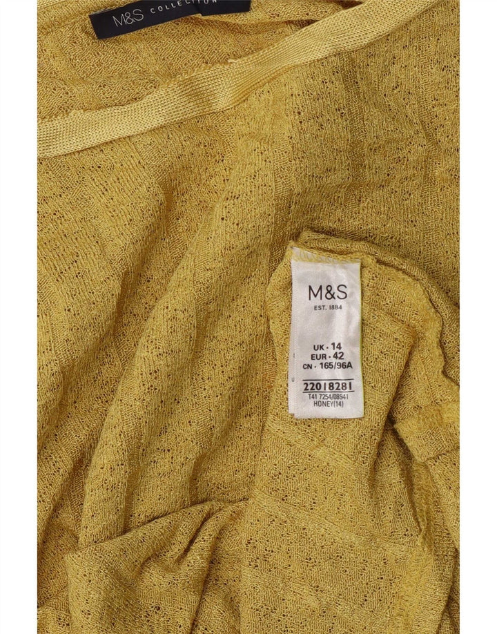 Marks & Spencer Haut à manches longues pour femme UK 44 Large Jaune Polyester
