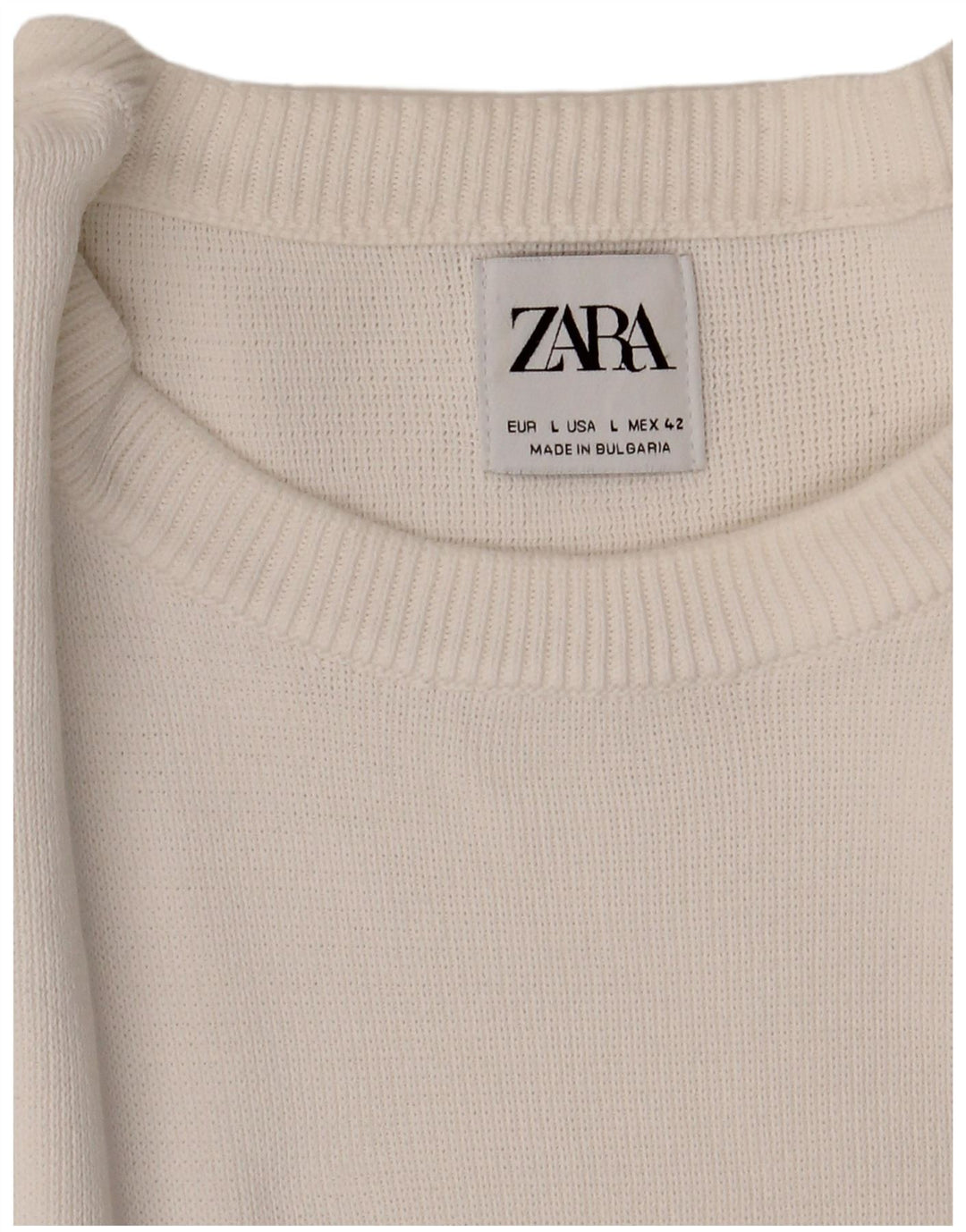 Zara Pull ras du cou pour homme, grand, blanc