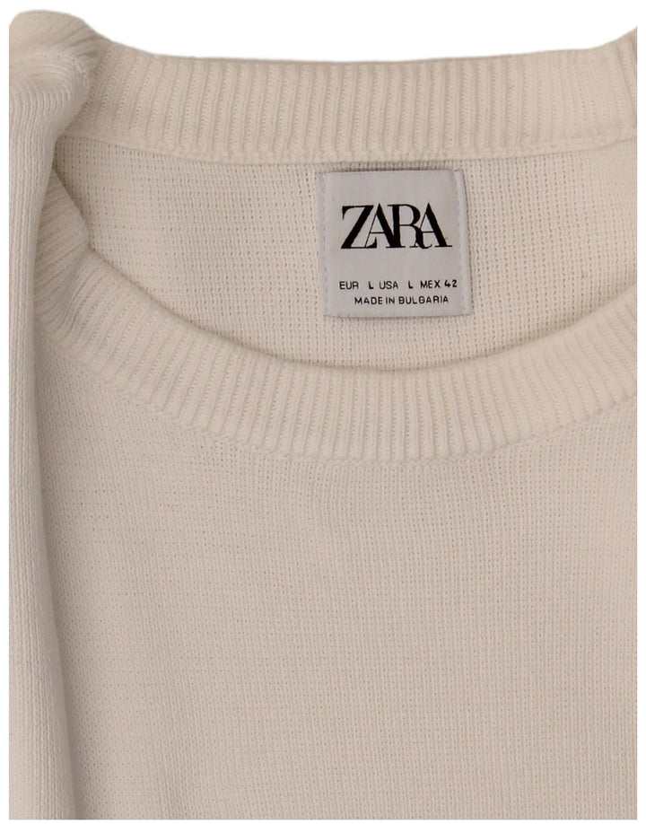Zara Pull ras du cou pour homme, grand, blanc