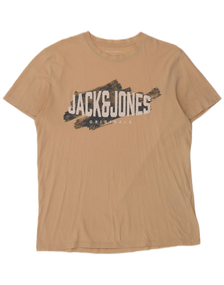 JACK & JONES T-Shirt Graphique Homme XL Beige Coton