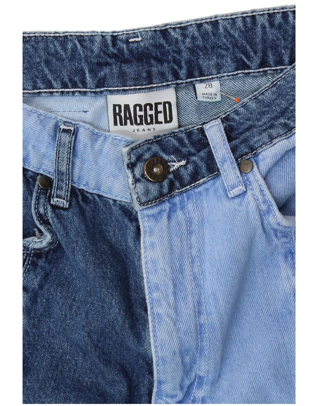 VINTAGE jean droit femme W28 L28 bleu Patchwork coton rétro