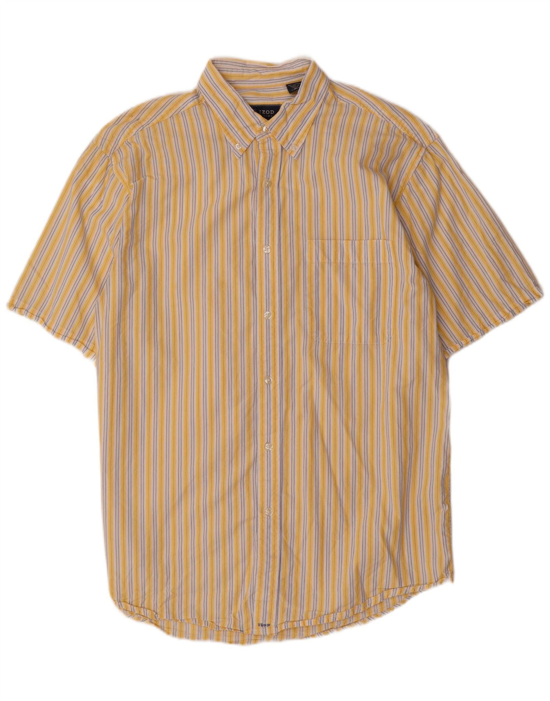 IZOD Chemise à manches courtes homme en coton à fines rayures jaune moyen