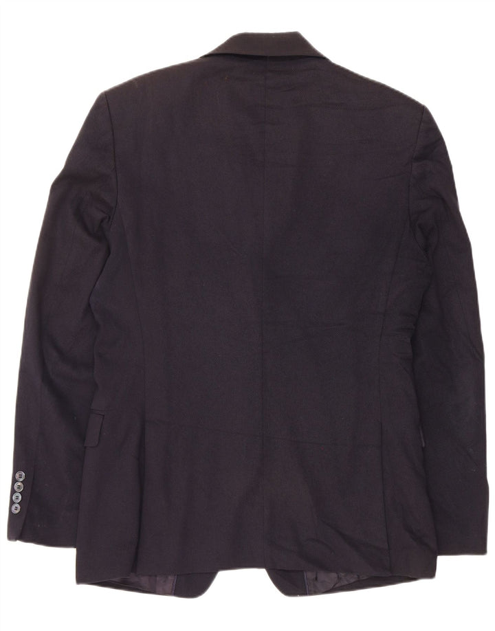 Zara Veste Blazer 2 Boutons Homme EU 48 Bleu Marine Moyen Coton