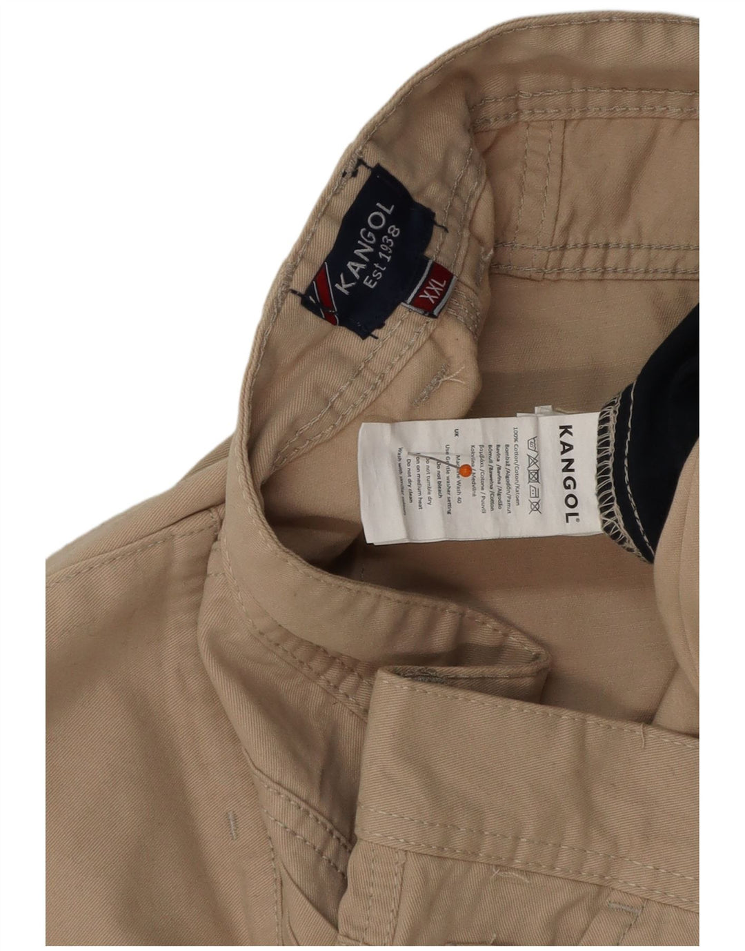 KANGOL Short Chino Homme 2XL W42 Beige Coton