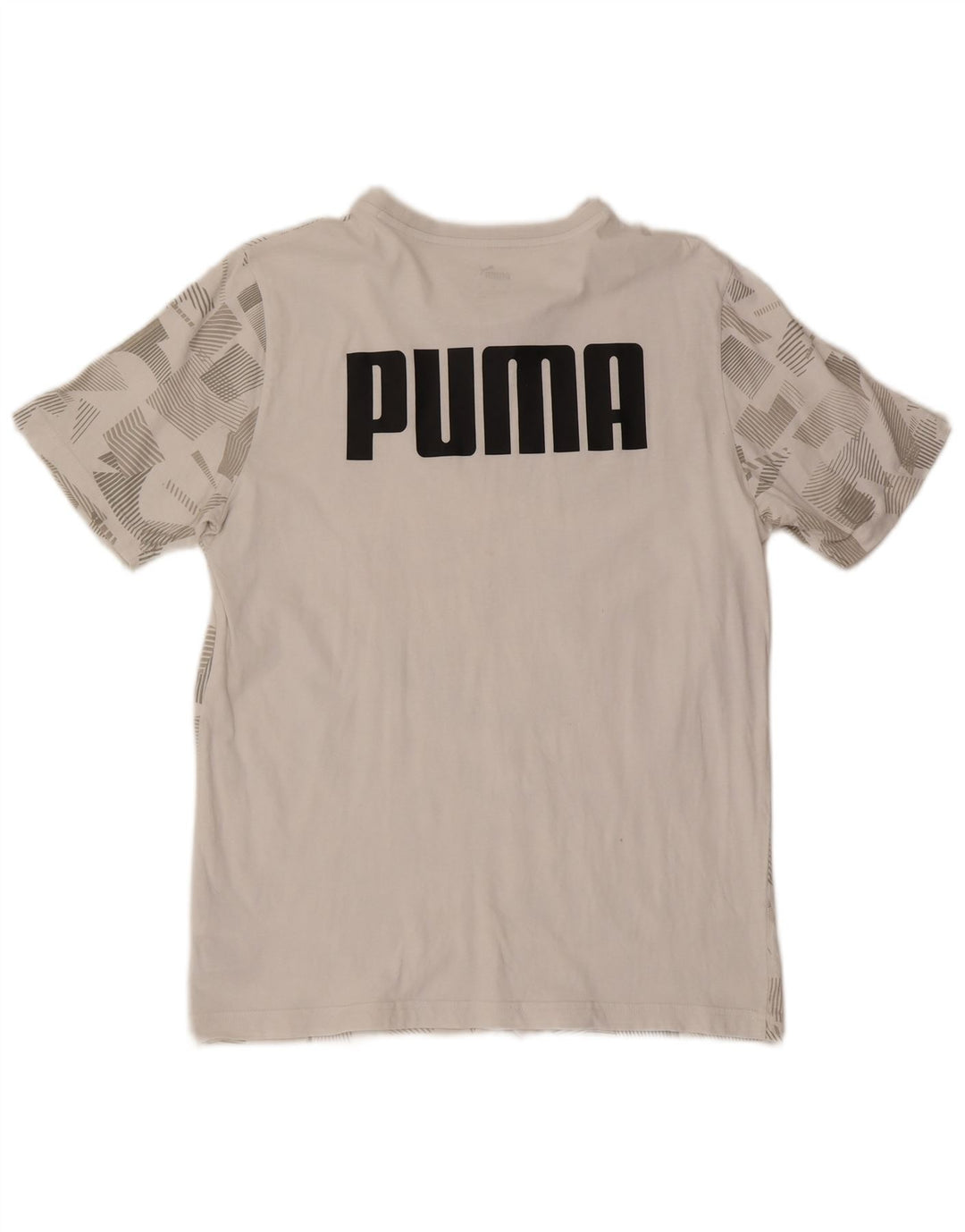 Puma T-Shirt Graphique Homme Blanc Moyen Coton Géométrique