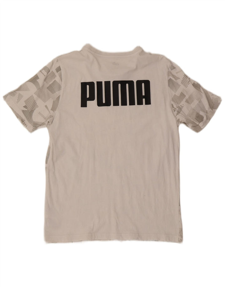 Puma T-Shirt Graphique Homme Blanc Moyen Coton Géométrique