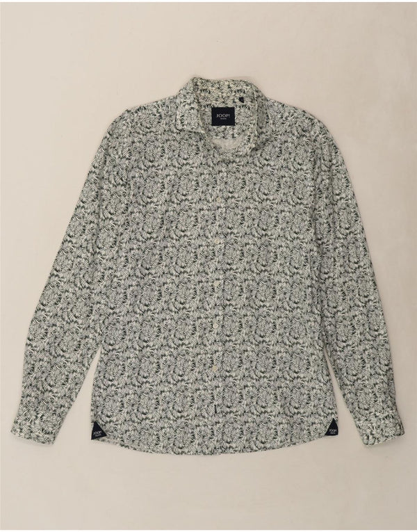 JOOP Mens Abstract Pattern Shirt Medium White Cotton