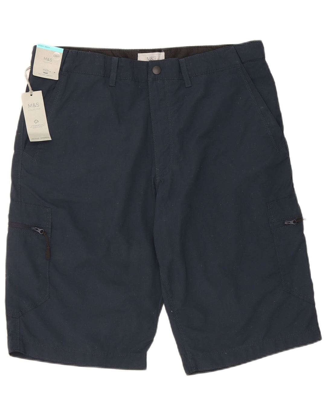 Marks & Spencer Pantalon Cargo Homme W34 Large Bleu Marine Coton